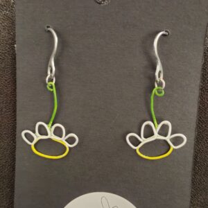 yellow green and white wire daisy earrings