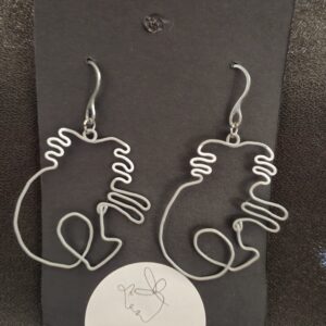 grey and white wire koala earrings