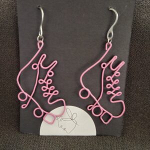 pink wire roller-skate earrings